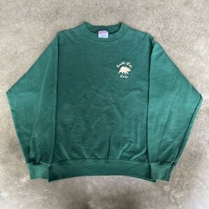 RARE VINTAGE 90s CUTE GLAM TRENDY SKATER STREETWEAR VTG PINE GREEN CREWNECK